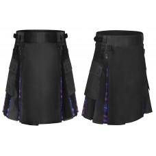 Men's Hybrid Black Cotton & Irish Tartan Utility Kilt