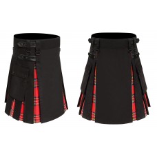 Men's Hybrid Black Cotton & Irish Tartan Utility Kilt